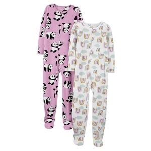 Simple Joys by Carter's Girls' 2-Pack Loose-fit Fleece Footed Pajamas